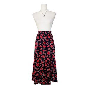 Vintage Rena Rowan Skirt SZ 8 Red Floral Maxi Fall Cottage Peasant Boho 90s Y2k